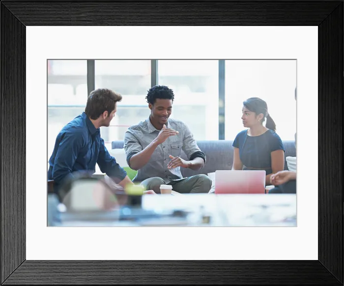 Framed Print : Planning, training and goal with black man in business meeting for strategy Framed Print : Planning, training and goal with black man in business meeting for strategy