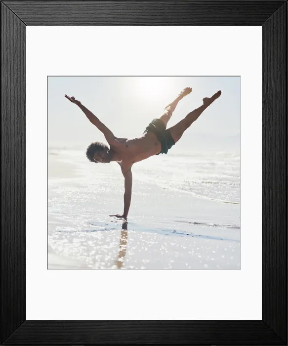 Framed Print : Dance, contemporary and man at beach with performance for choreography Framed Print : Dance, contemporary and man at beach with performance for choreography