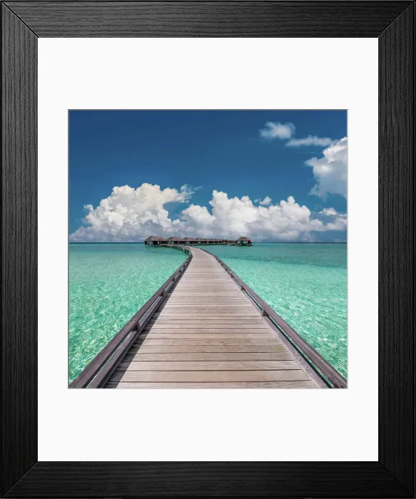 Framed Print : Beautiful beach with water bungalows Beautiful beach with water bungalows at Maldives Copyright: xZoonar