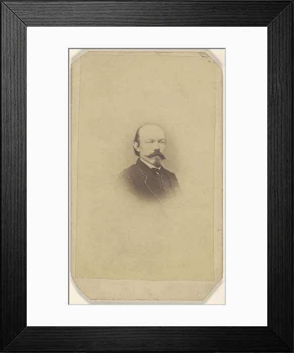 Framed Print : man with handlebar moustache and goatee, printed in vignette-style; 1865 - 1870; Albumen silver print