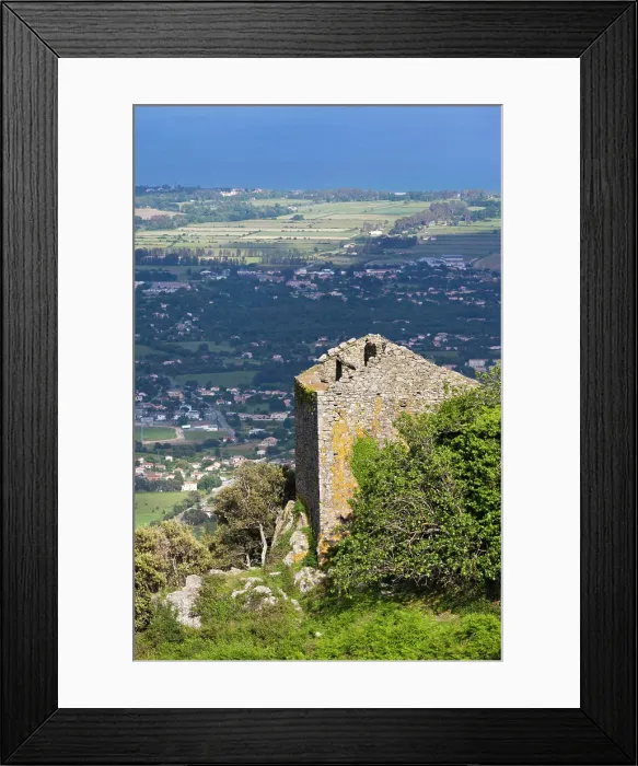 Framed Print : France, Corsica, Fiumorbo, Prunelli di Fiumorbo, elevated view of the coastal plain Framed Print : France, Corsica, Fiumorbo, Prunelli di Fiumorbo, elevated view of the coastal plain