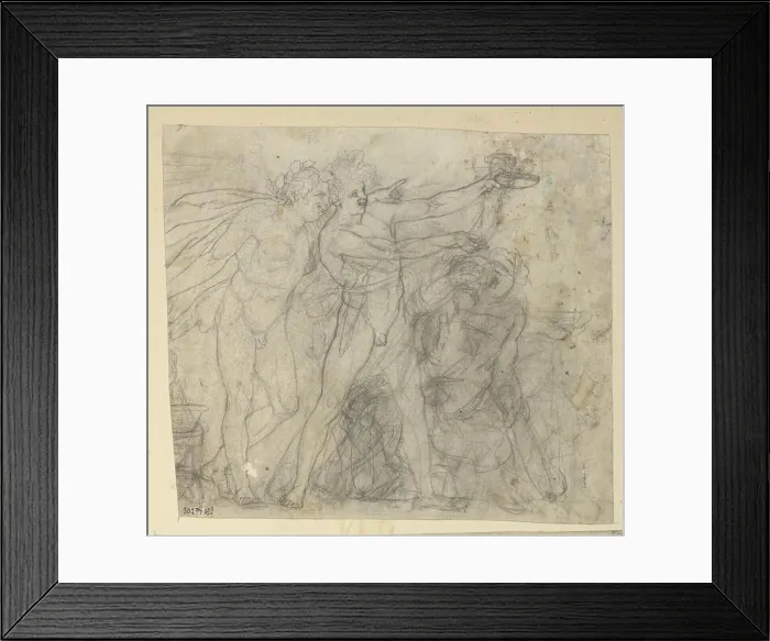 Framed Print : A pencil sketch sheet by Rudolf Weyr including multiple small figure studies