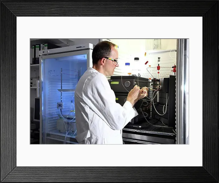 Framed Print : Biotechnology laboratory, FPLC-system for protein purification Framed Print : Biotechnology laboratory, FPLC-system for protein purification