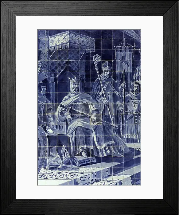 Framed Print : Azulejo, King Alfonso ViII of Leon and Castile on the Throne, Porto Sao Bento Station, Porto, Portugal, Europe Framed Print : Azulejo, King Alfonso ViII of Leon and Castile on the Throne, Porto Sao Bento Station, Porto, Portugal, Europe
