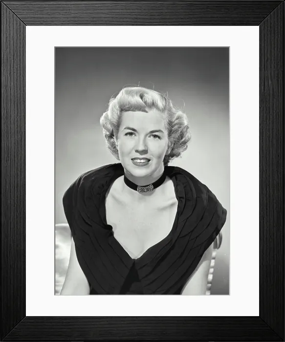 Framed Print : Vintage photograph. woman in wide collar dress smiling at camera Framed Print : Vintage photograph. woman in wide collar dress smiling at camera