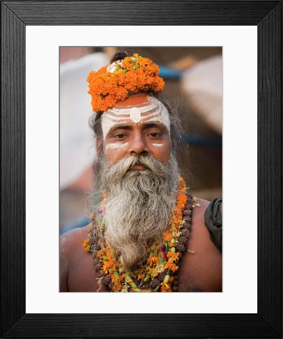 Framed Print : Hindu Sadhu (holy man) on the Hindu Ghats in Varanasi in the Uttar Pradesh region of India Framed Print : Hindu Sadhu (holy man) on the Hindu Ghats in Varanasi in the Uttar Pradesh region of India