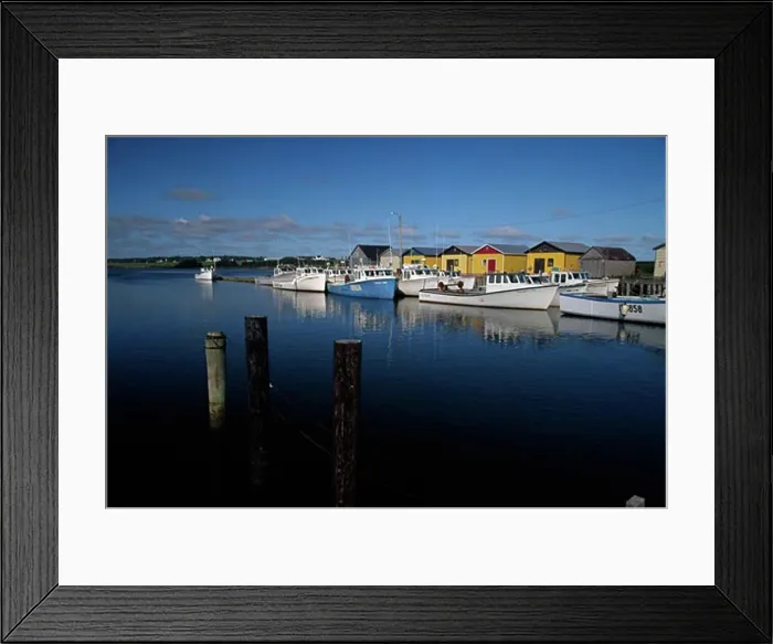 Framed Print : Fishing boats in a lake, North Lake, Prince Edward Island, Canada Framed Print : Fishing boats in a lake, North Lake, Prince Edward Island, Canada