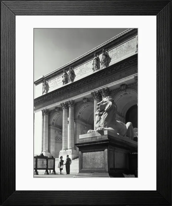 Framed Print : Vintage photograph. New York Public Library at 5th ave. and 42nd st