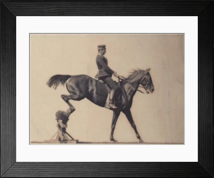 Framed Print : Platinotype photograph of a show rider captured by Ottomar Anschütz around 1890, presented on two cardboard mounts Framed Print : Platinotype photograph of a show rider captured by Ottomar Anschütz around 1890, presented on two cardboard mounts