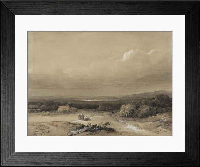 Framed Print : Landscape, Willem Roelofs (I) (signed by artist), 1846, paper