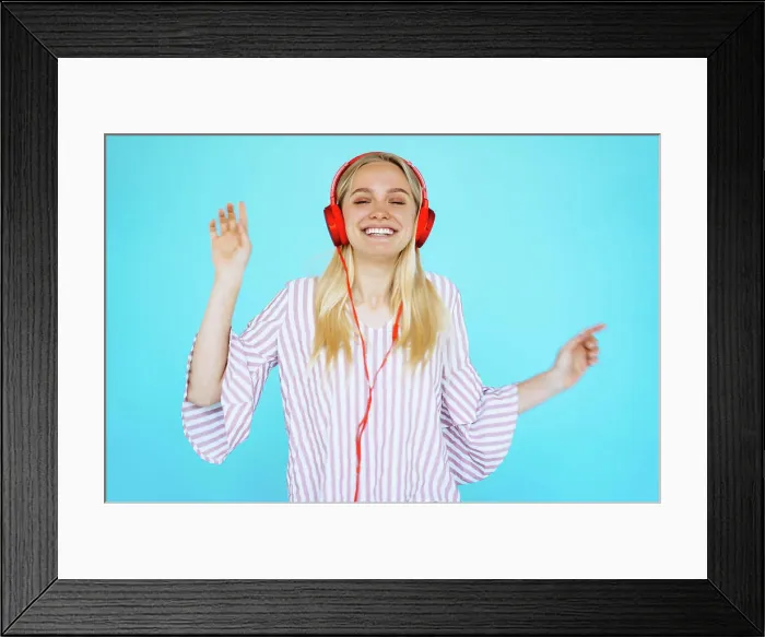 Framed Print : Dancing girl listens to music in earphones Dancing girl listens to music in earphones Framed Print : Dancing girl listens to music in earphones Dancing girl listens to music in earphones
