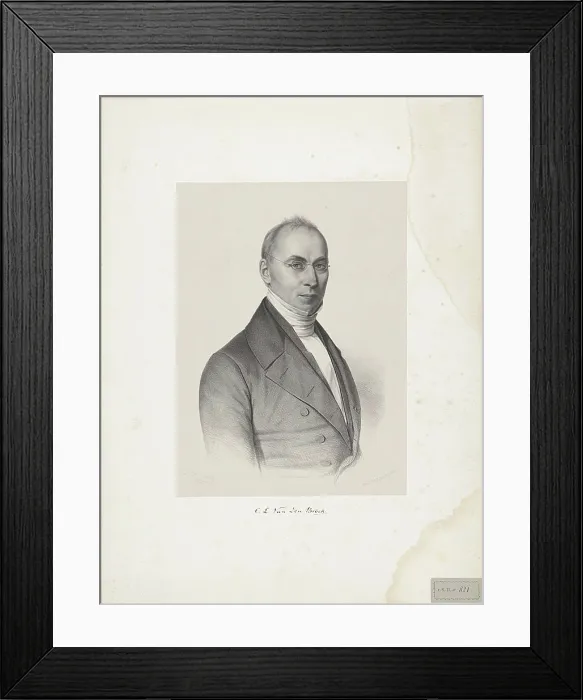 Framed Print : Portrait of Christiaan Leonard van den Broek. The portrait carries glasses and a raised high collar Framed Print : Portrait of Christiaan Leonard van den Broek. The portrait carries glasses and a raised high collar