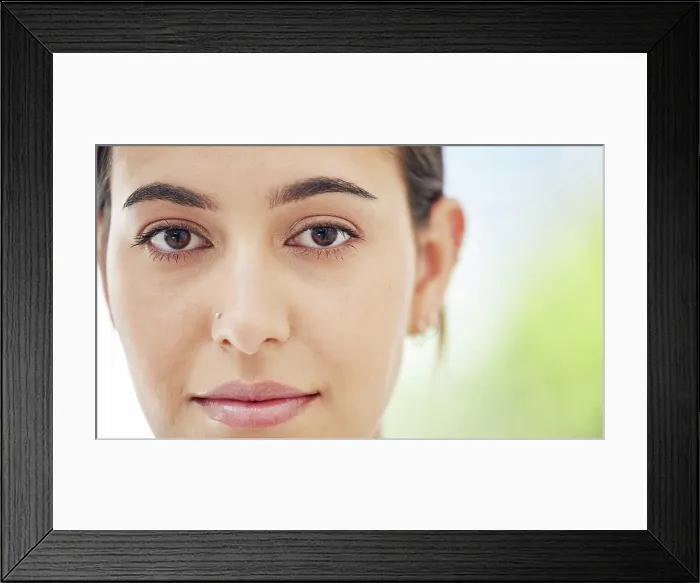 Framed Print : Beauty, thinking and face of woman with healthy Framed Print : Beauty, thinking and face of woman with healthy
