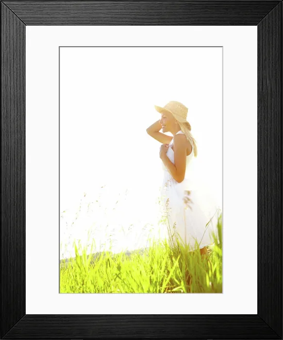 Framed Print : Fashion, smile and vision of woman in countryside for biodegradable Framed Print : Fashion, smile and vision of woman in countryside for biodegradable