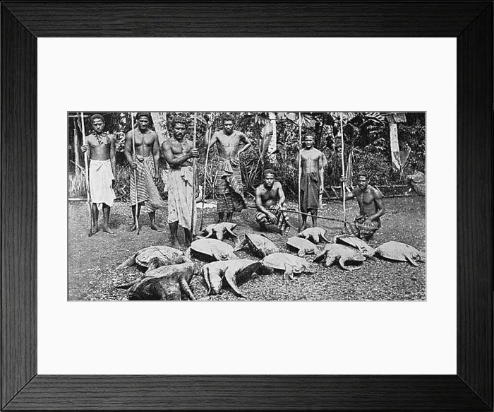 Framed Print : Samoan turtle hunters