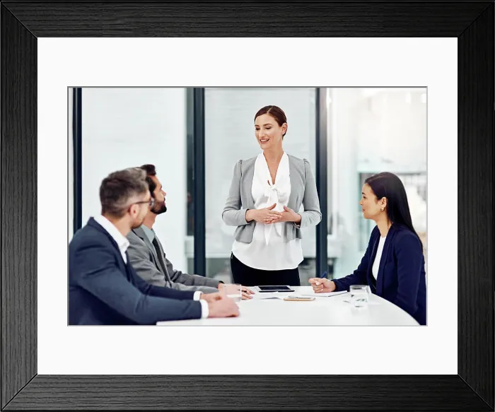 Framed Print : Business people, planning and meeting on table for discussion Framed Print : Business people, planning and meeting on table for discussion