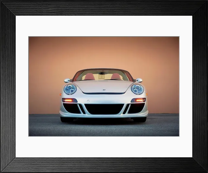 Framed Print : Straight on static nose view of a silver 2013 Ruf RT Roadster Framed Print : Straight on static nose view of a silver 2013 Ruf RT Roadster