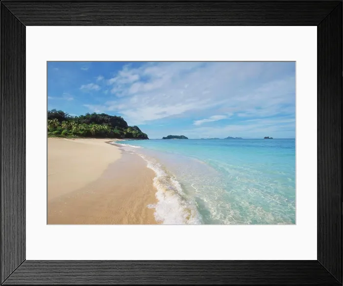Framed Print : Looking along beach of Tropical Island at the Mamanuca Group of Fijian Islands Framed Print : Looking along beach of Tropical Island at the Mamanuca Group of Fijian Islands