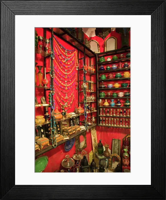Framed Print : MOROCCO, Fes: Fes El, Bali (Old Fes), Souvenir Shop Interior