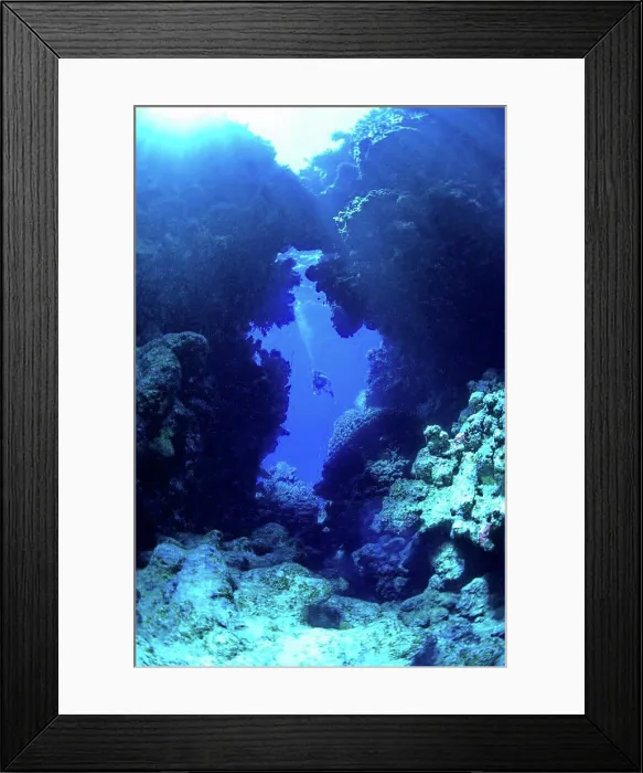Framed Print : Diver Samadaï Cave Mersa Alam Red Sea Egypt Framed Print : Diver Samadaï Cave Mersa Alam Red Sea Egypt