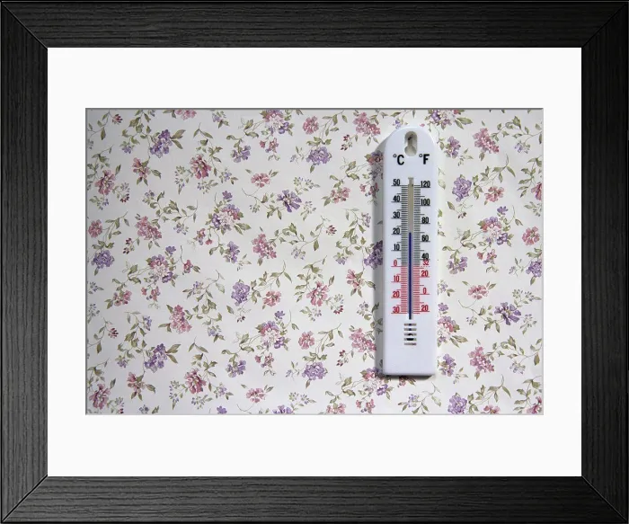Framed Print : Thermostat temperature at 21 degrees