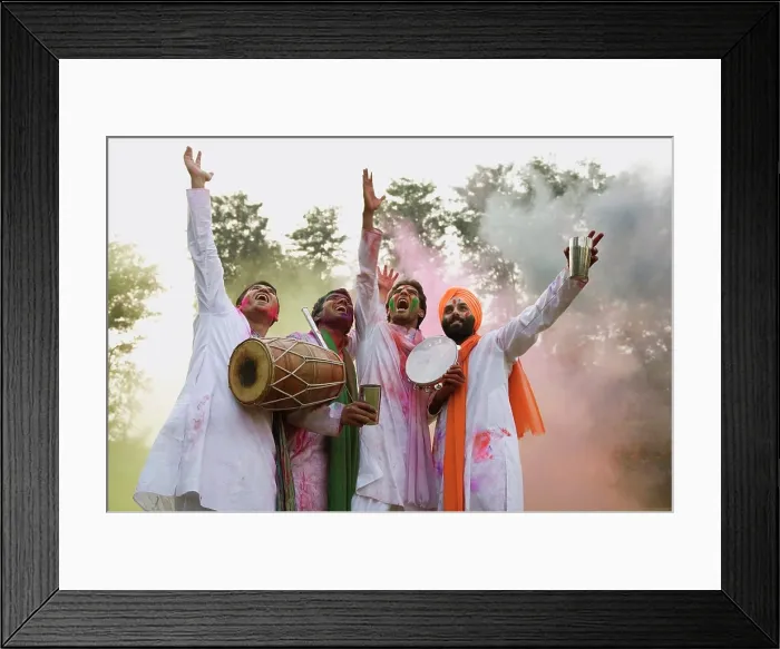 Framed Print : friends playing Holi