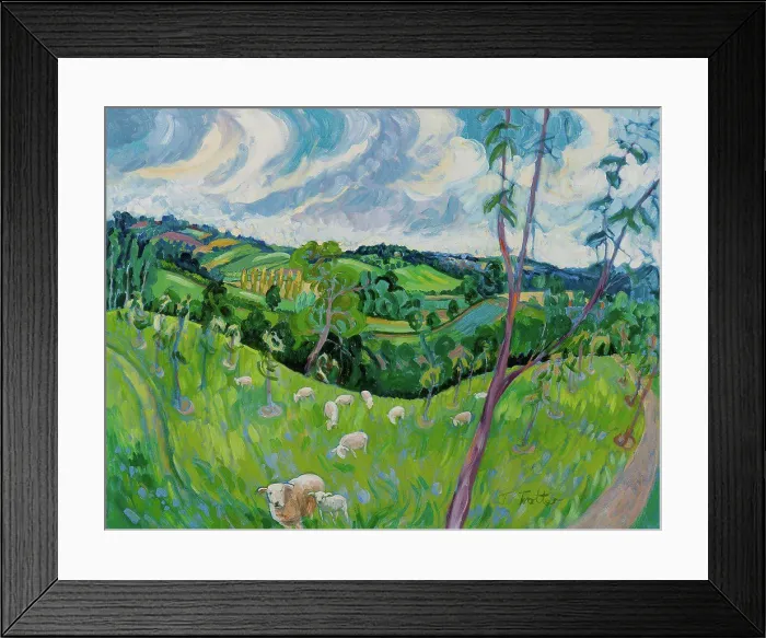 Framed Print : Sheep in Pasture by Josephine Trotter, 2012. (b.1940 / British) Framed Print : Sheep in Pasture by Josephine Trotter, 2012. (b.1940 / British)