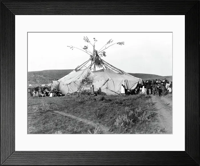 Framed Print : Edward S. Curtis Native American Indians - Sun dance in progress--Cheyenne Indians ca. 1910