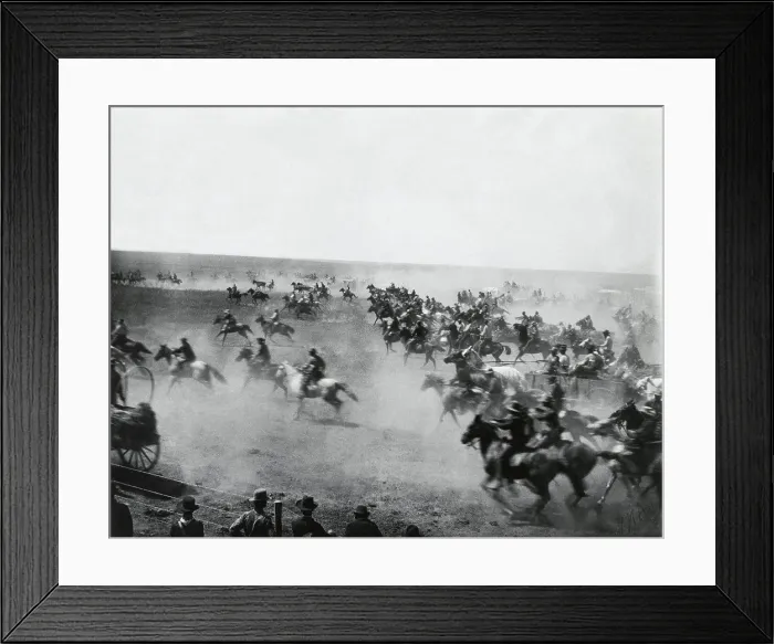 Framed Print : Group of cowboys riding horses, USA Framed Print : Group of cowboys riding horses, USA
