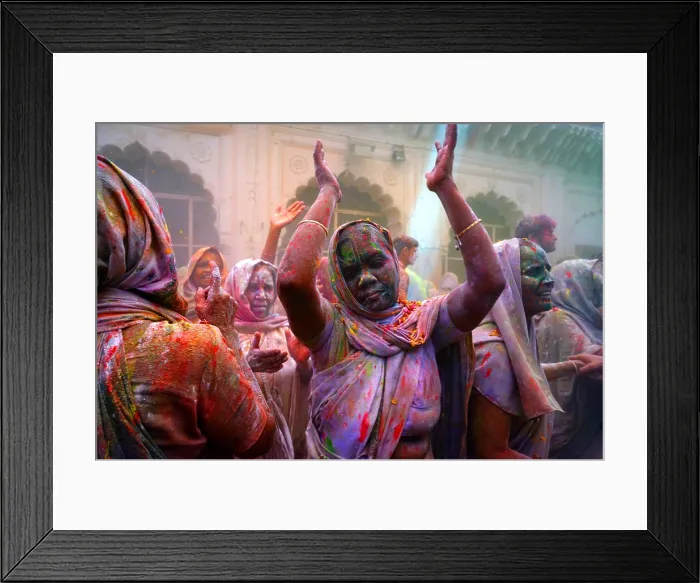 Framed Print : Widows dancing celebrating Holi festival Framed Print : Widows dancing celebrating Holi festival