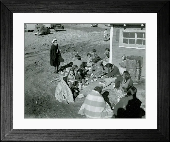 Framed Print : Native Americans Sit on Ground Eating While Woman Looks On ca 1938 Framed Print : Native Americans Sit on Ground Eating While Woman Looks On ca 1938