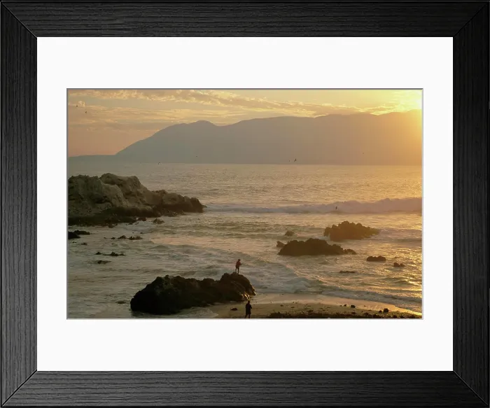 Framed Print : Fishermen cast their lines into the surf near Antofagasta, Chile; Chile