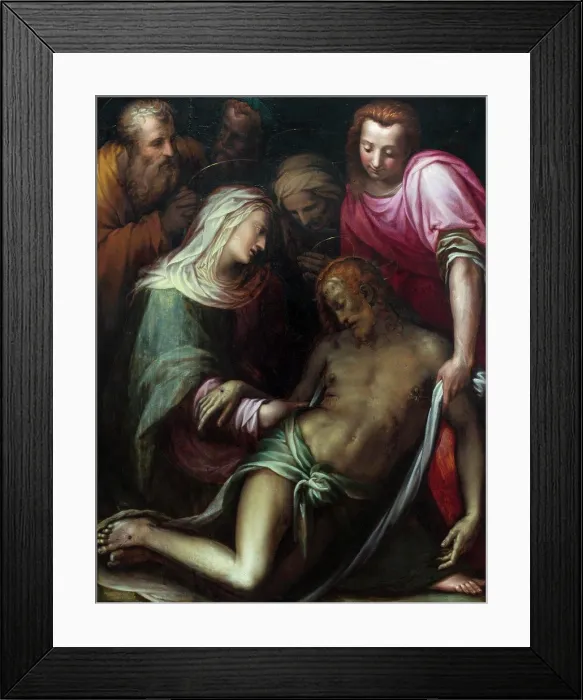 Framed Print : The Descent from the Cross of Christ. After 1584 (Francesco Morandini; gen. Poppi; 1544 Poppi-Florence 1597) Framed Print : The Descent from the Cross of Christ. After 1584 (Francesco Morandini; gen. Poppi; 1544 Poppi-Florence 1597)