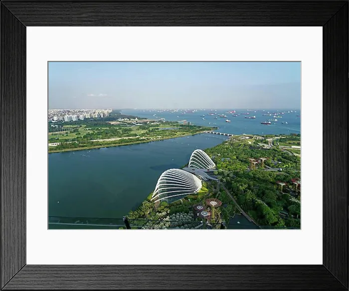 Framed Print : View of the harbour and Gardens by the Bay, Singapore from the Capita Spring Building Framed Print : View of the harbour and Gardens by the Bay, Singapore from the Capita Spring Building