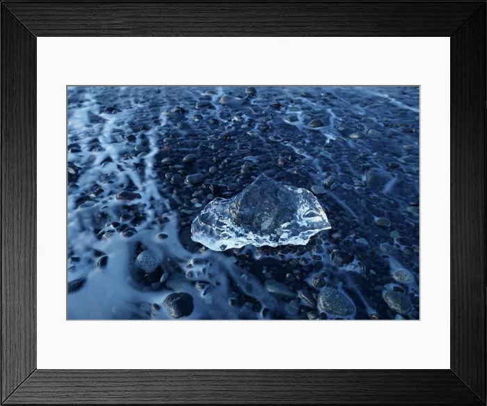 Framed Print : lake and glacier moraine from aerial view