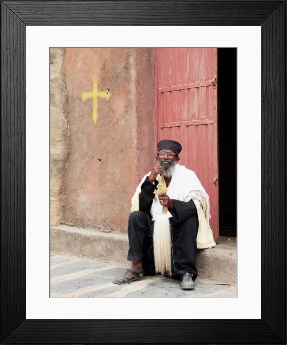 Framed Print : Ethiopian Orthodox priest with cross, Wukro Chirkos rock cut church; Wukro, Tigray region, Ethiopia Framed Print : Ethiopian Orthodox priest with cross, Wukro Chirkos rock cut church; Wukro, Tigray region, Ethiopia