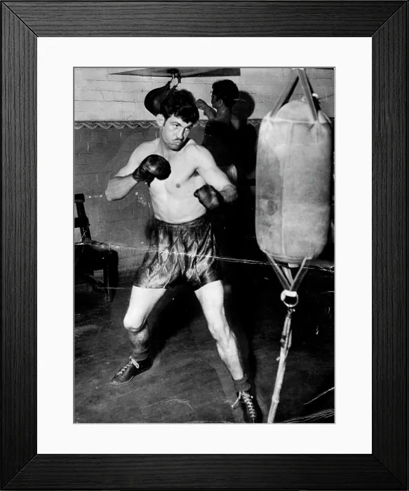 Framed Print : Only the punching bag lasted more than three rounds while Johnson trained for his first five Sydney fights