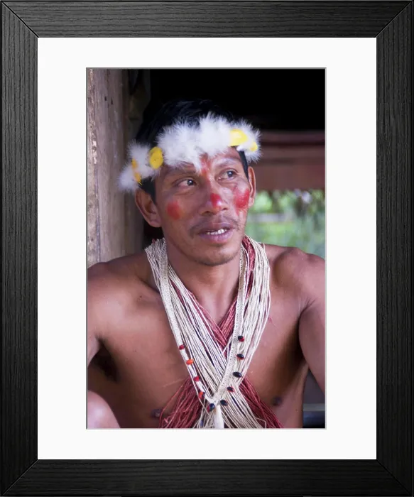 Framed Print : Ecuador, Amazon Rainforest, Acaro, Huaorani Tribe. Memo Ahua (MR) Framed Print : Ecuador, Amazon Rainforest, Acaro, Huaorani Tribe. Memo Ahua (MR)
