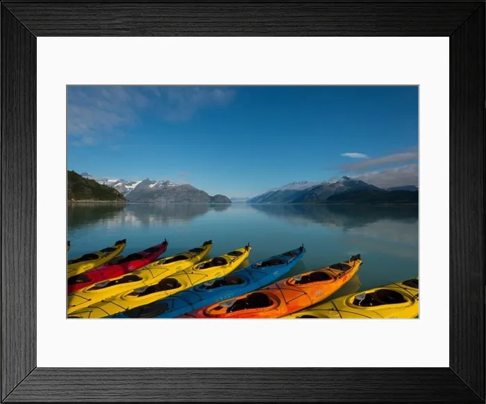 Framed Print : Sea Kayaks Next To Cruise Ship Safari Endeavour With Tarr Inlet And The Grand Pacific Glacier In Background In Glacier Framed Print : Sea Kayaks Next To Cruise Ship Safari Endeavour With Tarr Inlet And The Grand Pacific Glacier In Background In Glacier