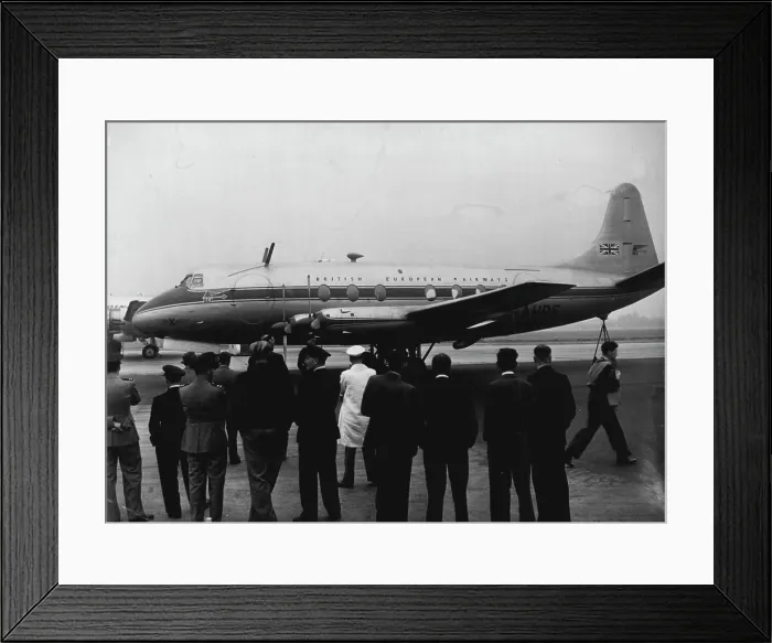 Framed Print : Our Latest Aircraft -- The 'Vickers Viscount' being inspected at Northolt airport today Framed Print : Our Latest Aircraft -- The 'Vickers Viscount' being inspected at Northolt airport today