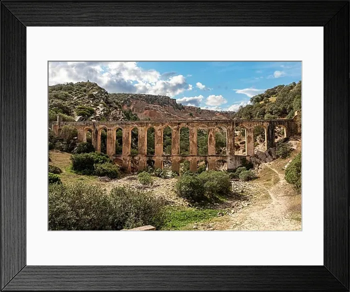 Framed Print : Ancient Haroune aqueduct near the archeological Roman city of Volubilis, Morocco, Africa