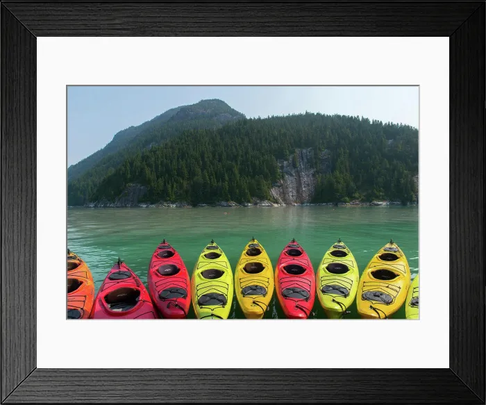 Framed Print : Kayaks at the cruise ship Safari Endeavour in Thomas Bay near Juneau, Tongass National Forest, Alaska, USA Framed Print : Kayaks at the cruise ship Safari Endeavour in Thomas Bay near Juneau, Tongass National Forest, Alaska, USA