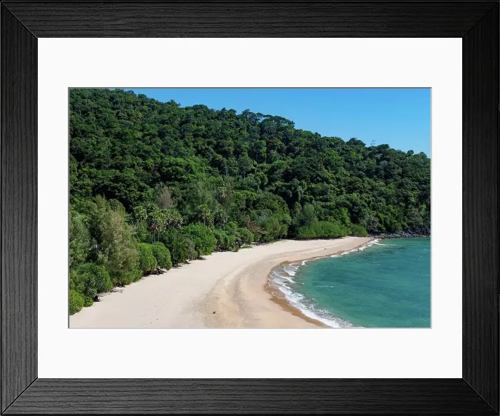 Framed Print : Sandy beach and forest Beach and lighthouse, Mu Ko Lanta National Park, Koh Lanta, Thailand