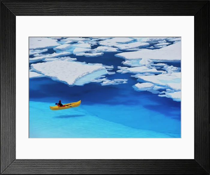 Framed Print : Female Kayaker Navigates Through A Melt Pond In The Juneau / Nicefield Framed Print : Female Kayaker Navigates Through A Melt Pond In The Juneau / Nicefield
