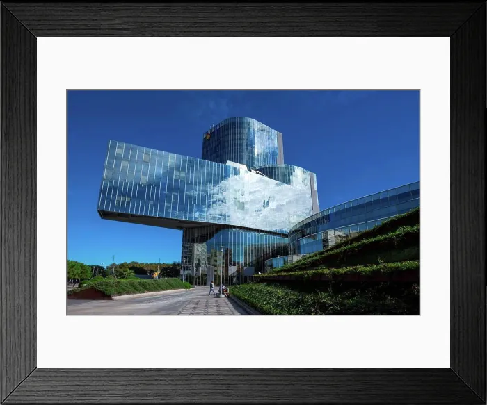 Framed Print : Spain, Barcelona, the Gas Natural building designed by the architects Miralles and Tagliabue