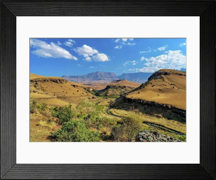Framed Print : Mountains under cloudy sky at KwaZulu-Natal, Drakensberg, South Africa