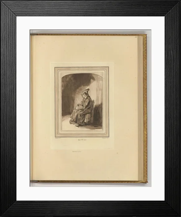 Framed Print : Etching by William Wynne Ryland from 1763 depicting a sitting person wearing a cloak and hood Framed Print : Etching by William Wynne Ryland from 1763 depicting a sitting person wearing a cloak and hood
