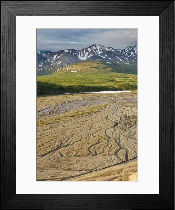 Framed Print : Braided river patterns on the East Fork of the Toklat River, Denali National Park, Interior, Alaska Framed Print : Braided river patterns on the East Fork of the Toklat River, Denali National Park, Interior, Alaska