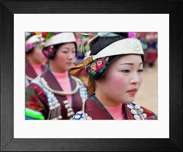 Framed Print : Black Miao girls dancing at festival, Kaili, Guizhou Province, China Framed Print : Black Miao girls dancing at festival, Kaili, Guizhou Province, China