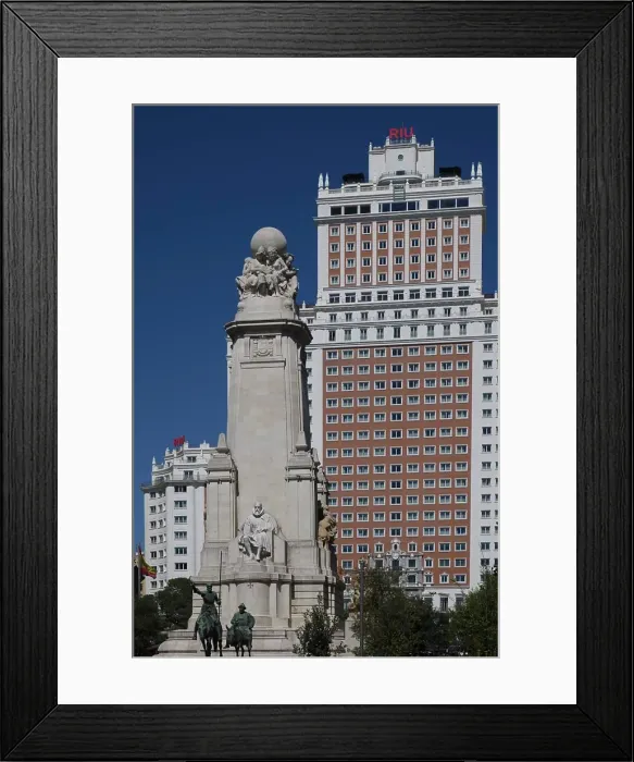 Framed Print : Spain, Madrid, Plaza Espana, Cervantes Monument, Hotel Riu Framed Print : Spain, Madrid, Plaza Espana, Cervantes Monument, Hotel Riu